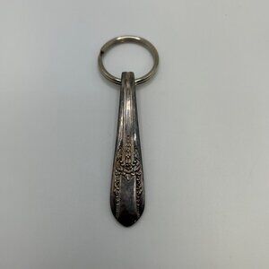DG-11 Vintage Original Rogers Silver-Plated Spoon Keychain With Ornate Floral De